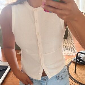 Madewell button front white tank